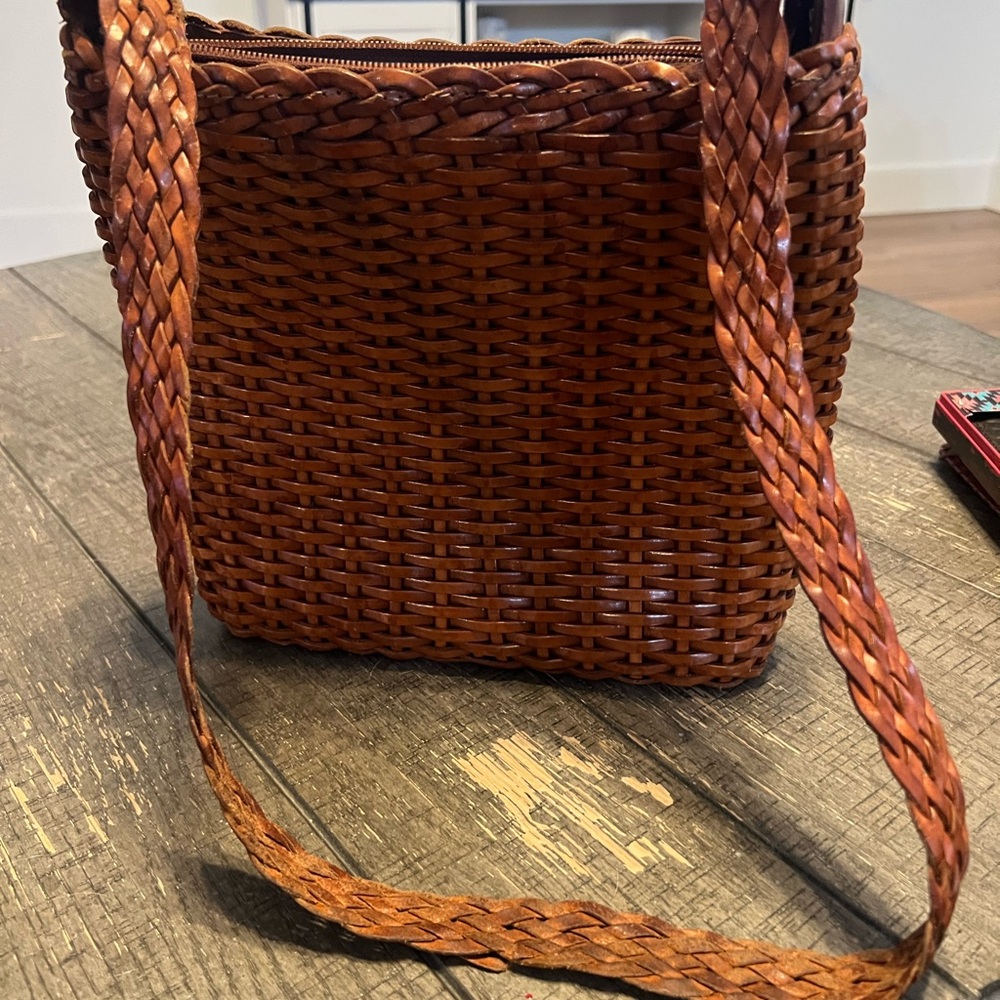 Preloved vintage Ellepi made in Italy leather Brown Woven Shoulder Bag